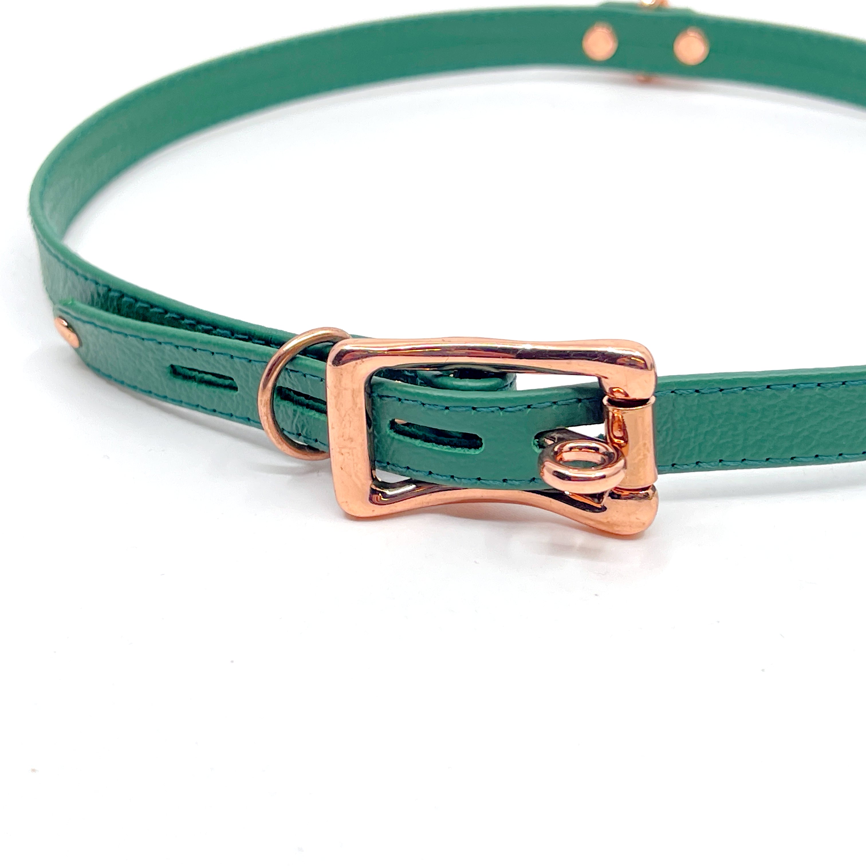 Sample Sale - Emerald Green & Rose Gold Obviously Owned BDSM Collar - 20"-22" Collar Restrained Grace   