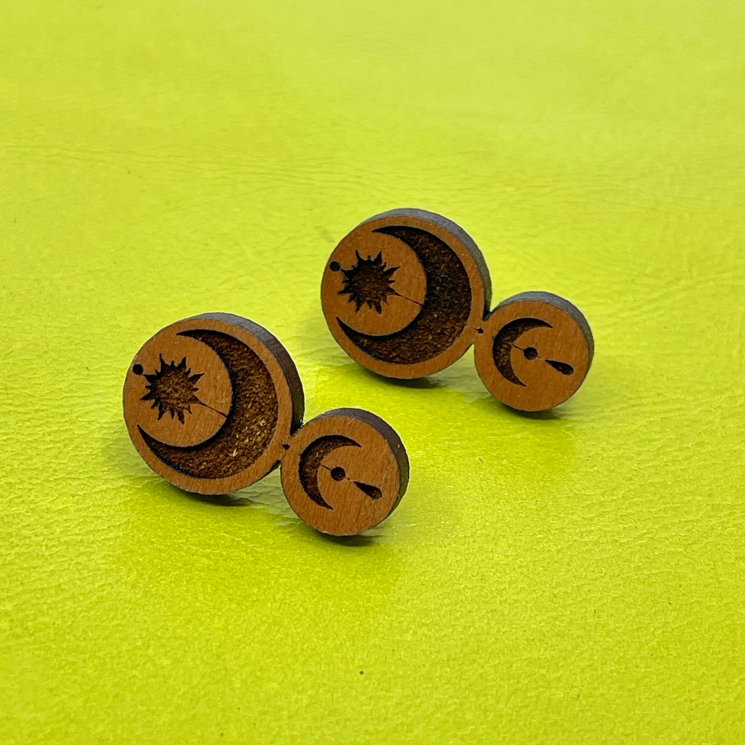 Moondrop Wooden Stud Earrings Earrings Restrained Grace   