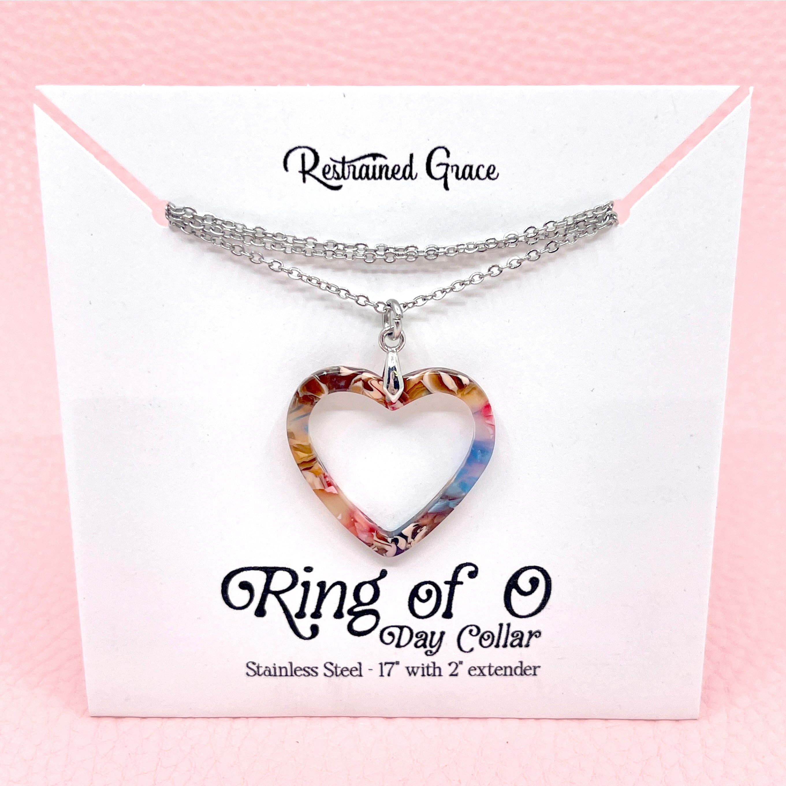 Multicolor Acetate Heart Ring of O Day Collar Day Collar Restrained Grace   