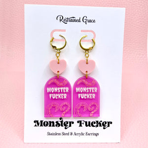 Pastel Pink Monster Fucker Tentacle Earrings Earrings Restrained Grace   