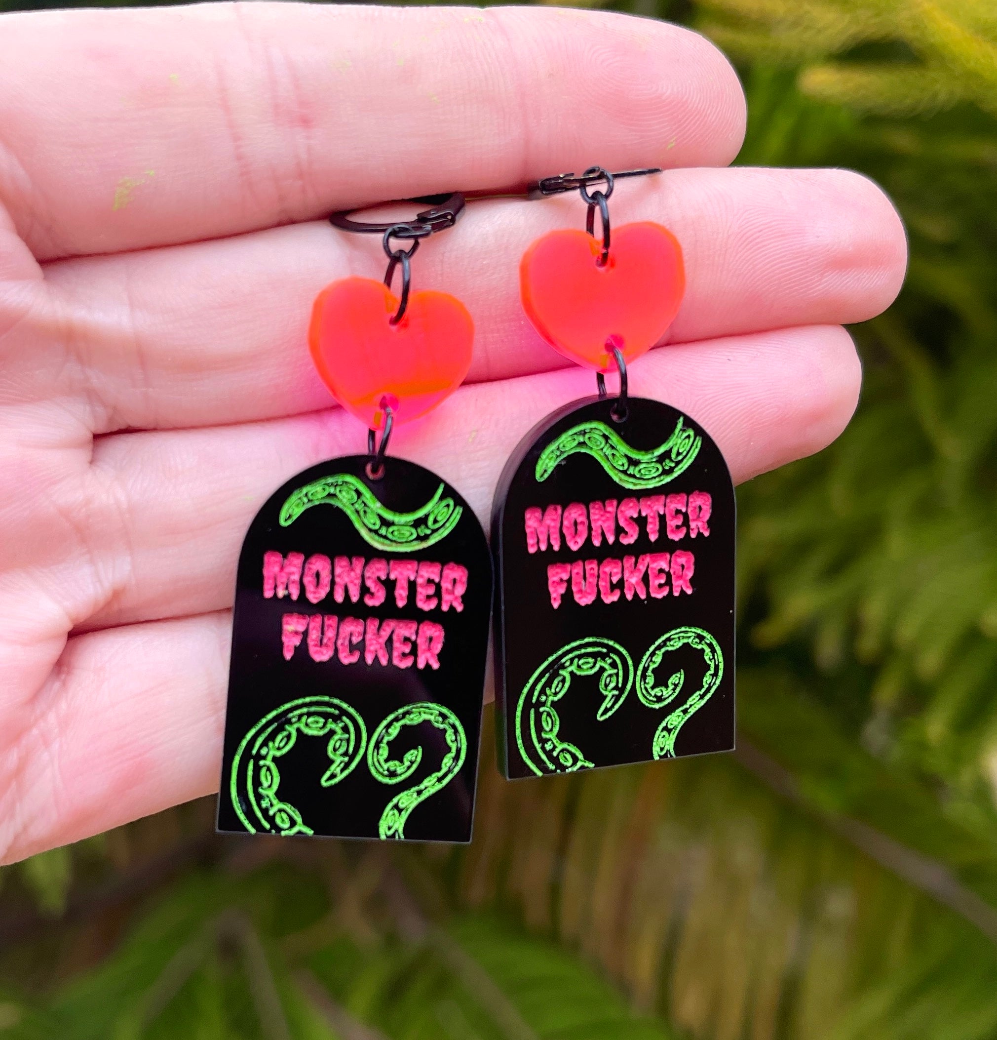 Neon Monster Fucker Tentacle Earrings Earrings Restrained Grace   