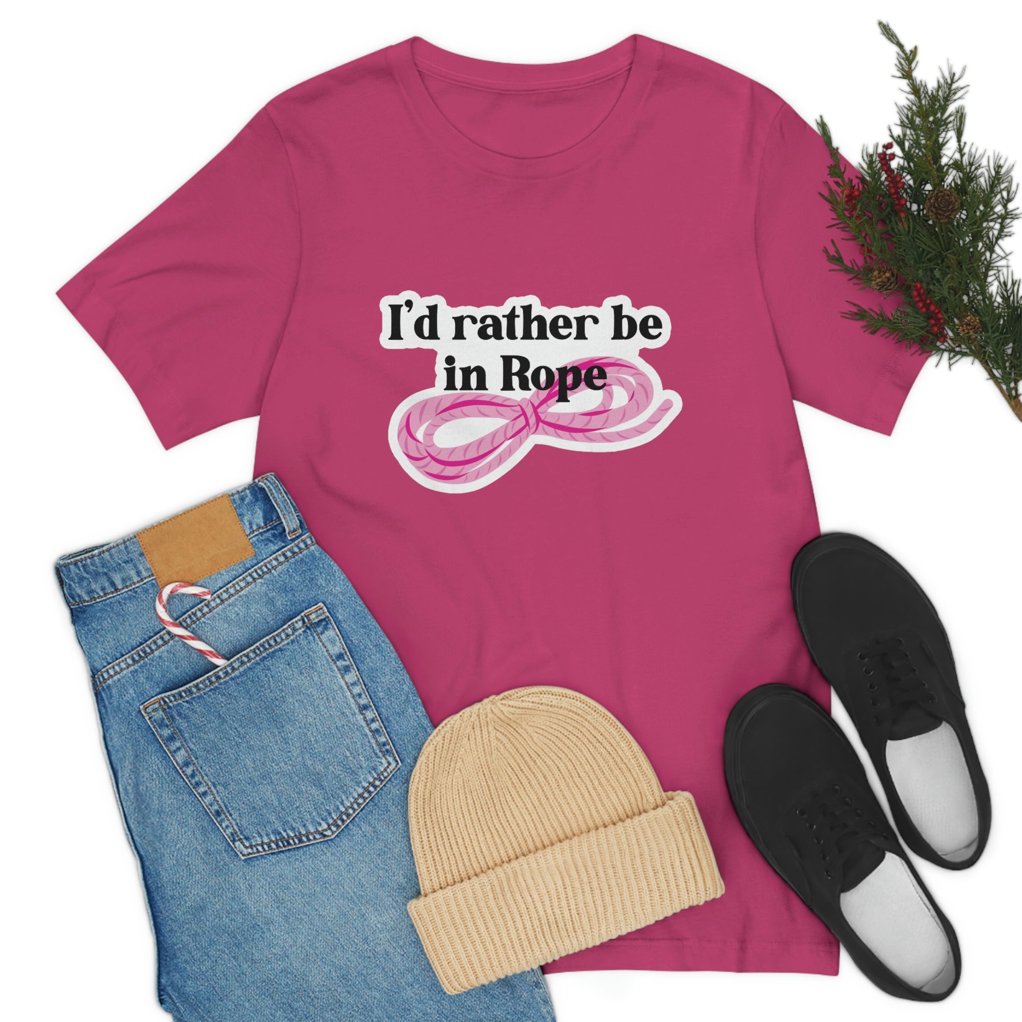 I'd Rather Be in Rope (Pink) Unisex T-Shirt T-Shirt Restrained Grace   