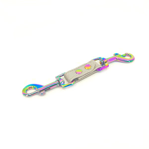 Dove Gray Vegan Leather BDSM Double Snap Hook Bondage Strap Restrained Grace Iridescent Rainbow  