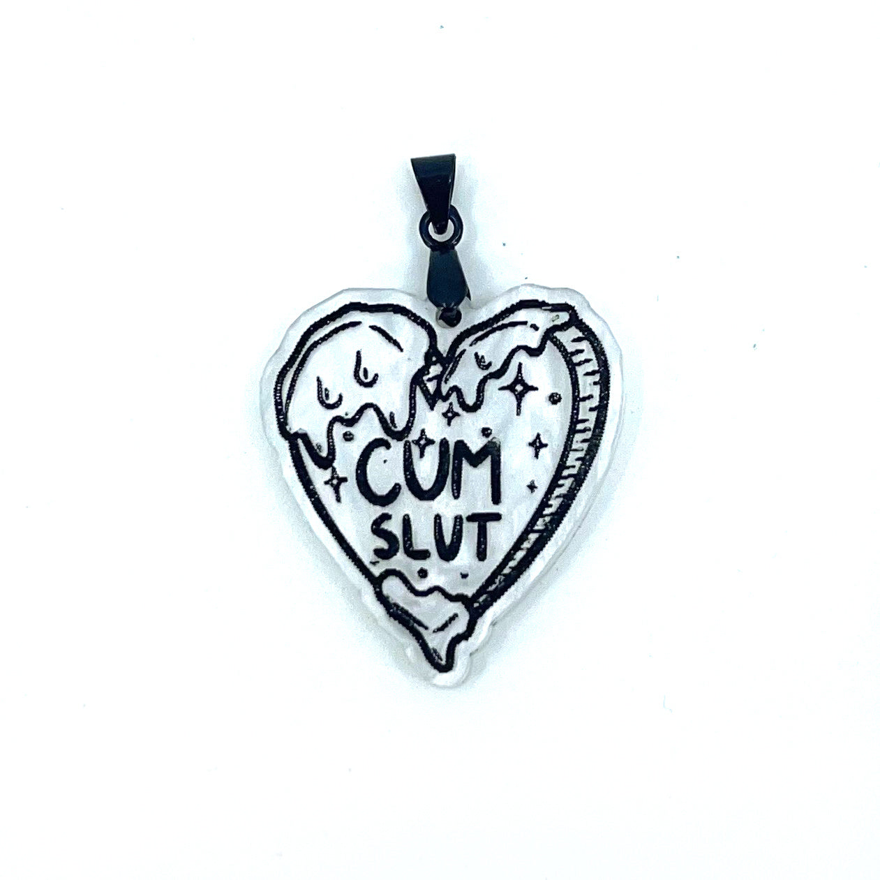 Cum Slut Collar Tag in White Pearl Collar Tag Restrained Grace   