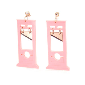 Eat The Rich Blush Pink & Rose Gold Guillotine Earrings Earrings Color & Camp   