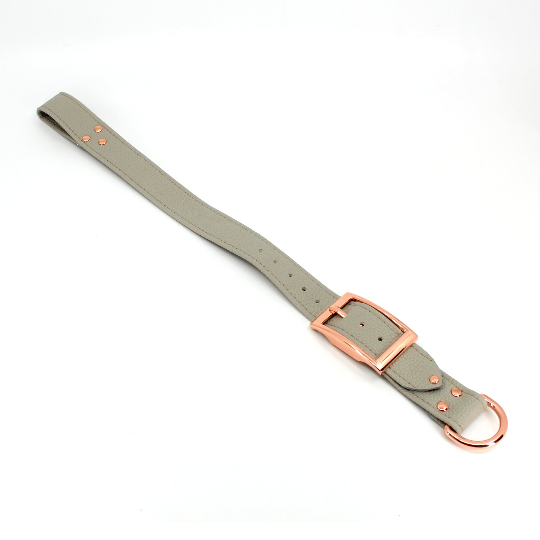 Dove Gray Vegan Leather BDSM Back Strap Bondage Strap Restrained Grace Rose Gold  