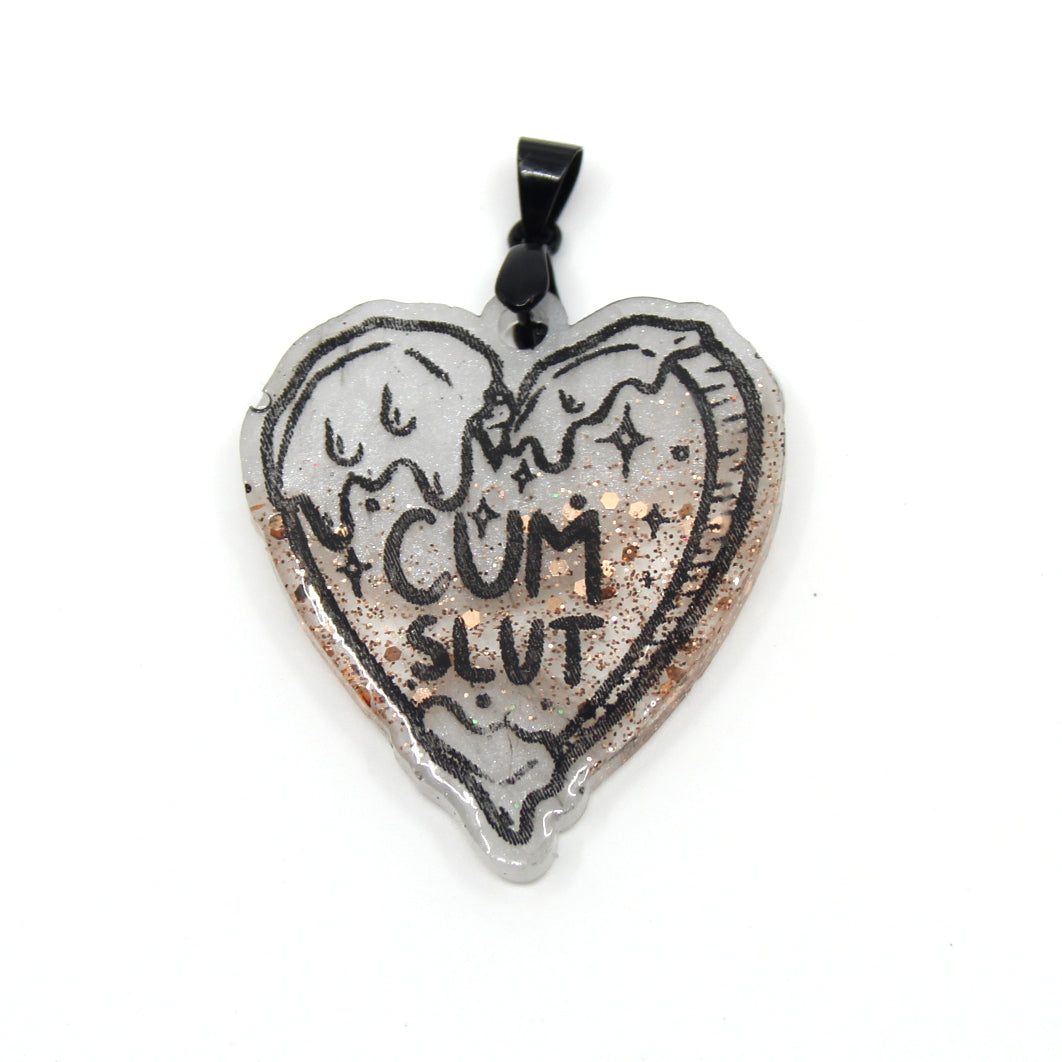 Cum Slut Collar Tag in Rose Gold Glitter Collar Tag Restrained Grace   