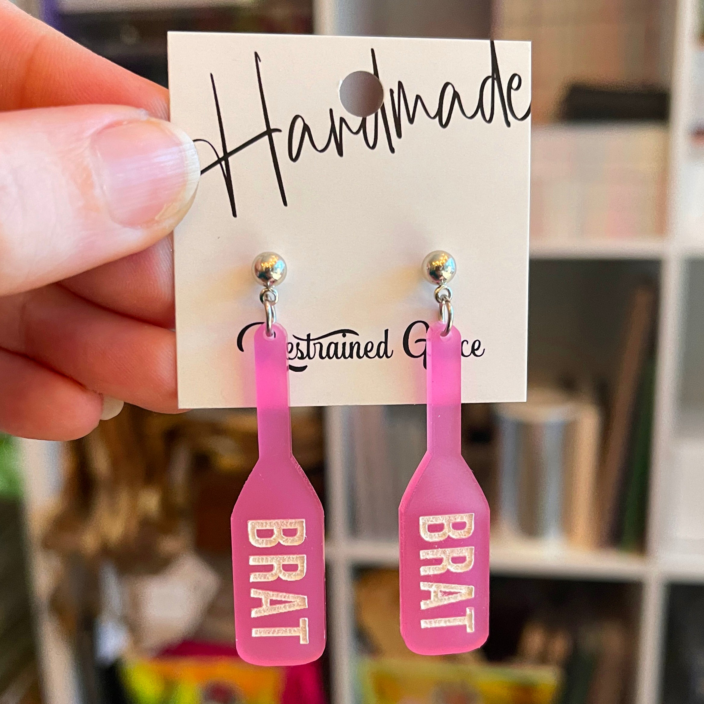 Brat Paddle Earrings in Pink - BDSM Jewelry Earrings Restrained Grace   