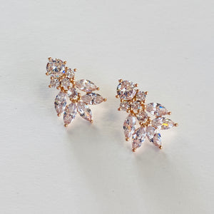 Garden Princess Cubic Zirconia Stud Earrings Earrings Restrained Grace Rose Gold  