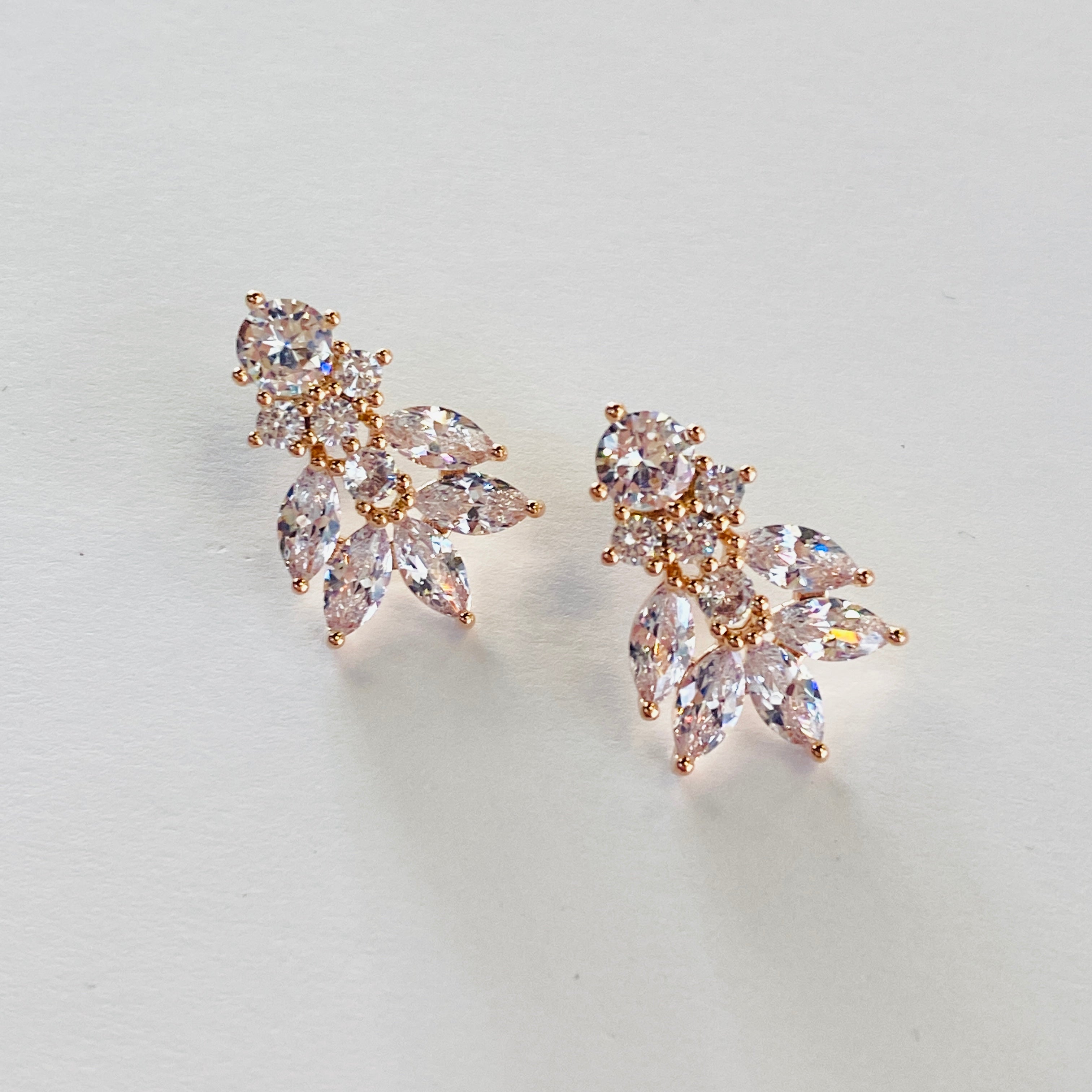 Garden Princess Cubic Zirconia Stud Earrings Earrings Restrained Grace Rose Gold  