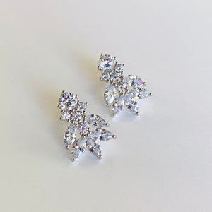 Garden Princess Cubic Zirconia Stud Earrings Earrings Restrained Grace Silver  