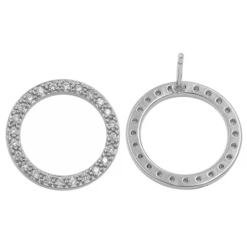 Pave Ring of O Stud Earrings Earrings Restrained Grace Silver  