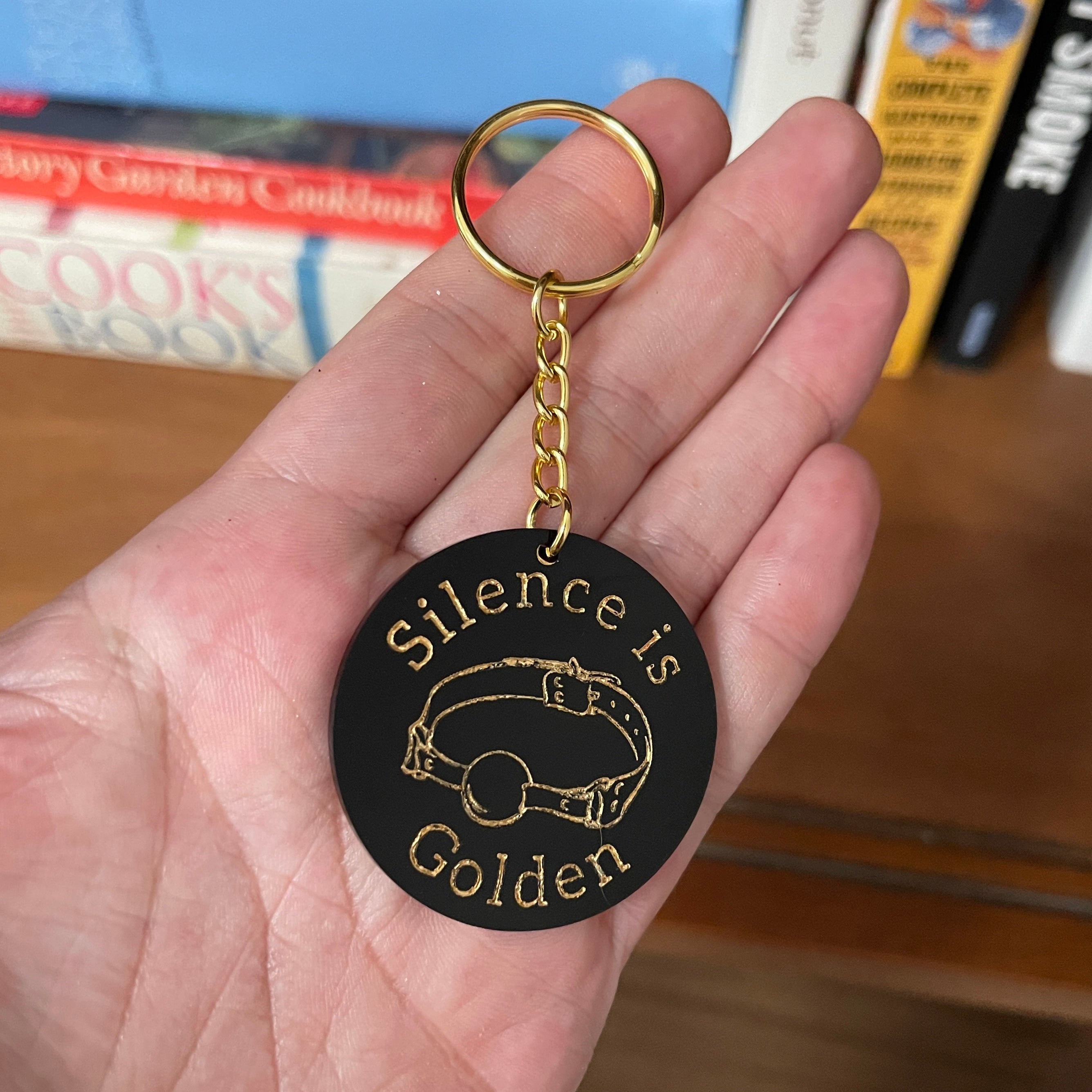 Silence is Golden Ball Gag Keychain Keychain Restrained Grace   