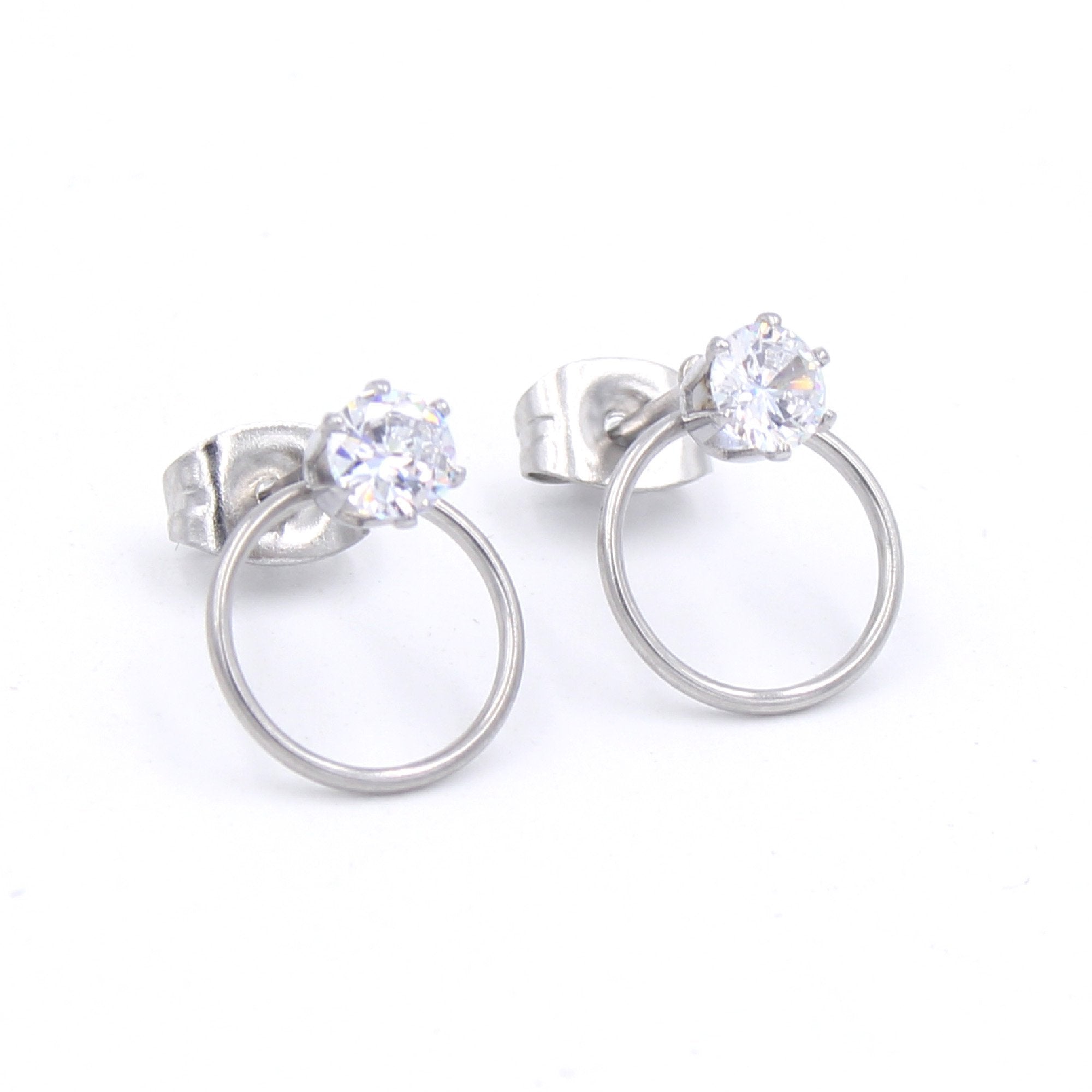 Rhinestone Ring of O Earrings Earrings Restrained Grace Silver  