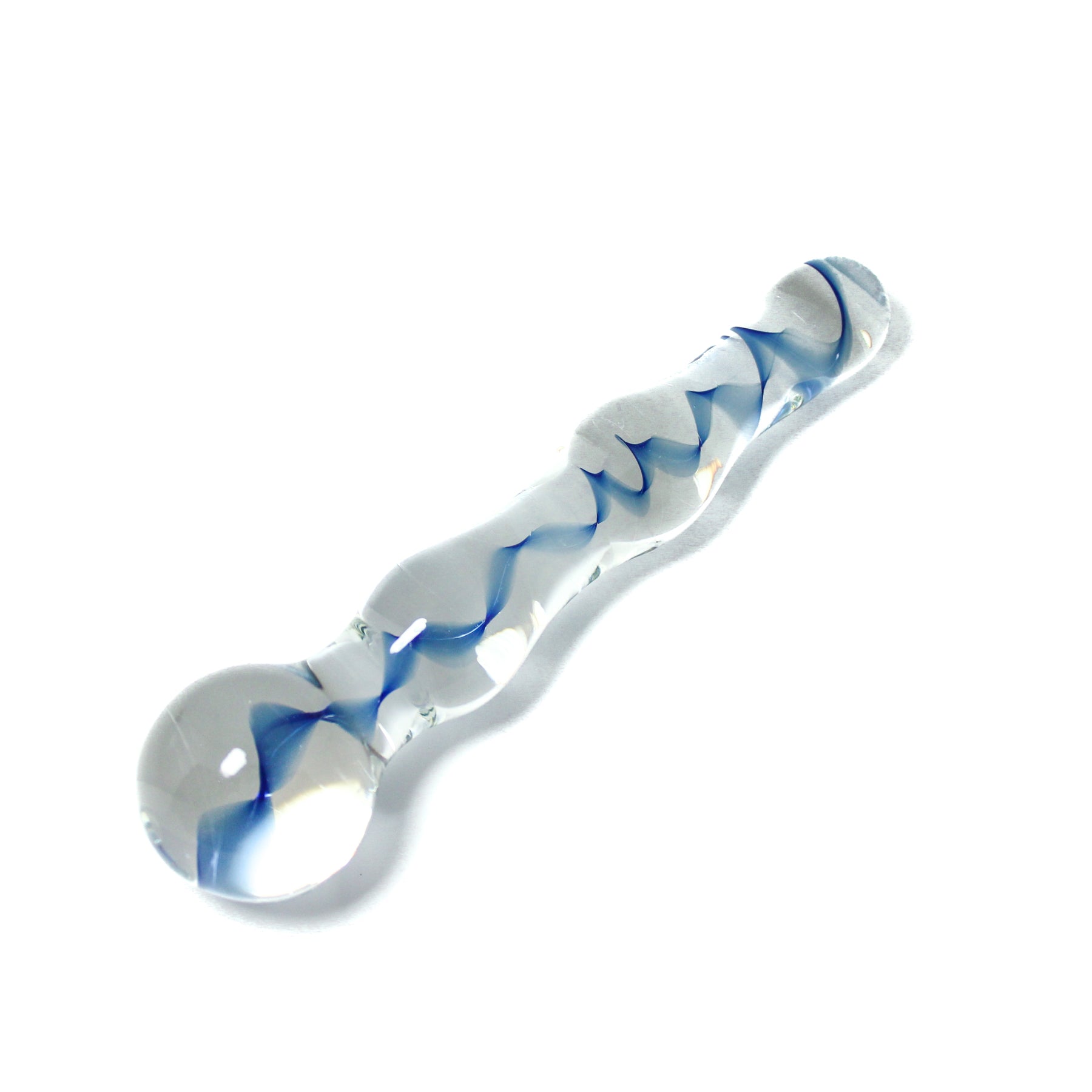 Swirled Glass Dildo Dildo Restrained Grace blue  